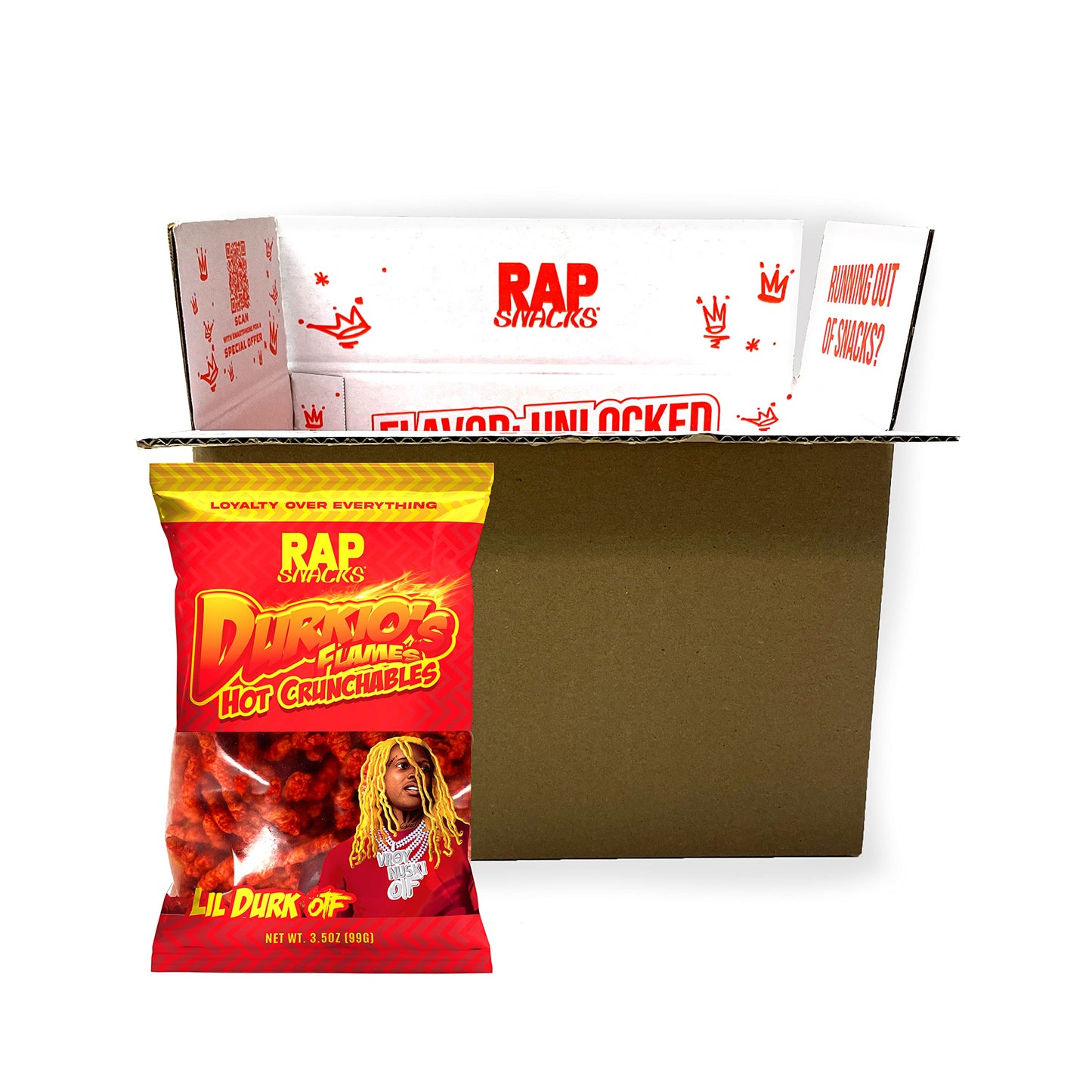 Rap Snacks Lil Durk Durkio's Flames Hot Crunchables 3.5 Oz Bags-Pack of 6 21 Ounce