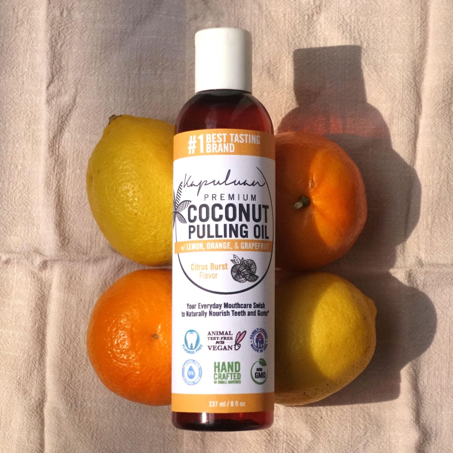 Kapuluan Coconut Oil Pulling for Teeth and Gums Mouthwash, 100% Pure and Natural, Non-GMO, Ayurvedic – Refreshing Lemon Essential Oil, Orange Essential Oil, and Grapefruit Essential Oils