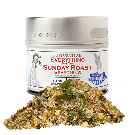 Everything But the Sunday Roast Seasoning | Gourmet Spice Blend | Non GMO, All Natural | Handmade in Small Batches in USA | Artisanal Seasoning Mix | Magnetic Tin | GLP-1 Friendly | Sustainably Sourced Rub | Ultra Premium | Gustus Vitae | #846