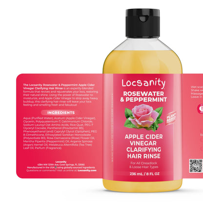 Locsanity Rosewater Peppermint Apple Cider Vinegar Clarifying Hair Rinse 8oz