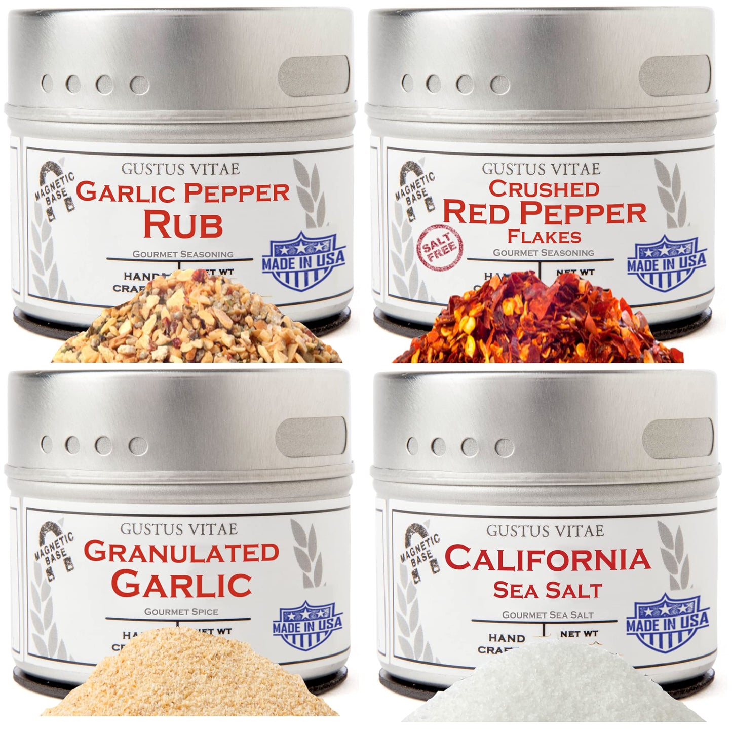 Must Have Kitchen Basics Collection | 4 All Natural Gourmet Spices and Blends | For Every Occasion | Super Premium, Non GMO | No MSG or Fillers | Artisanal Seasoning Mixes | Gustus Vitae
