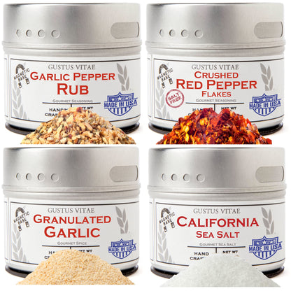 Must Have Kitchen Basics Collection | 4 All Natural Gourmet Spices and Blends | For Every Occasion | Super Premium, Non GMO | No MSG or Fillers | Artisanal Seasoning Mixes | Gustus Vitae