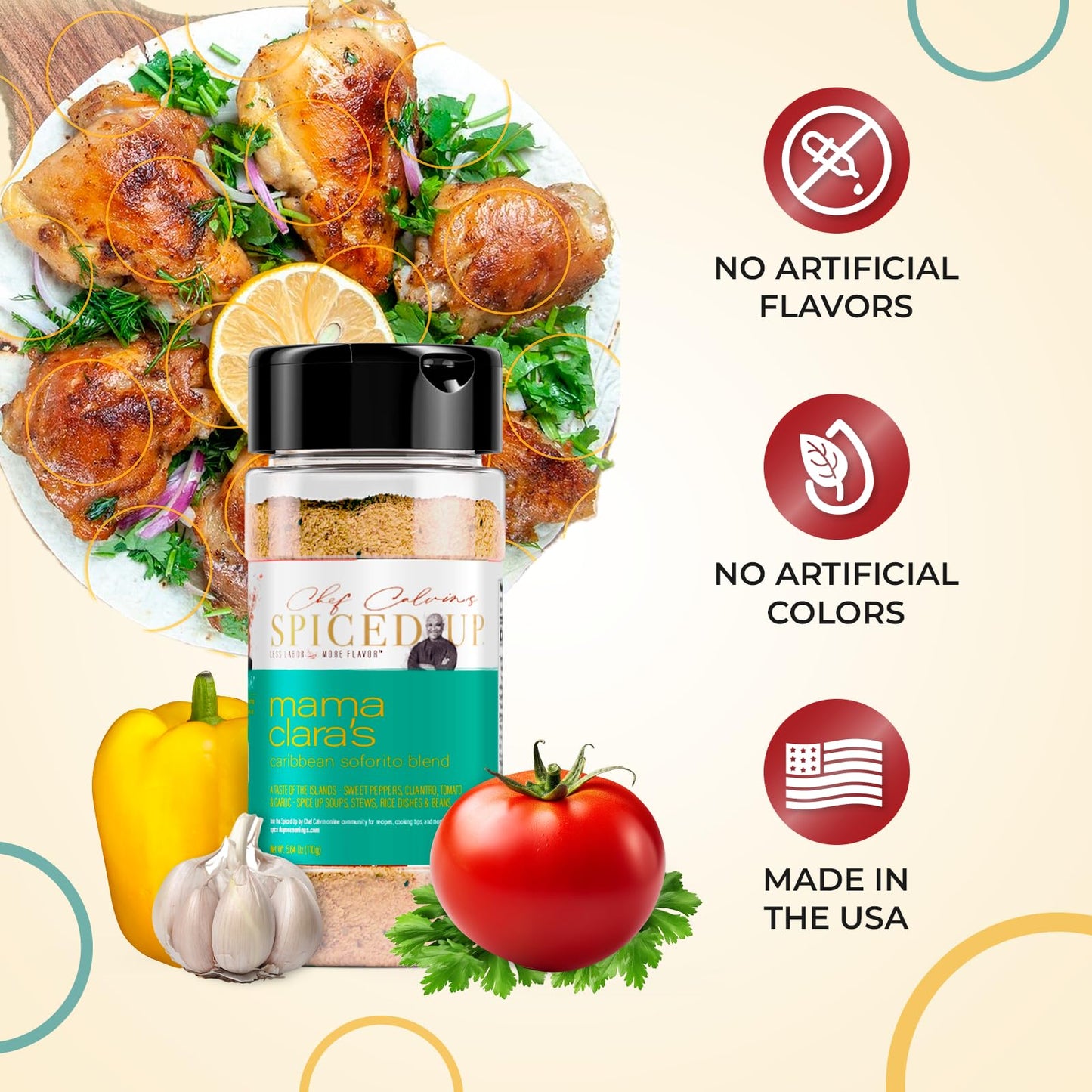 Spiced Up by Chef Calvin - Mama Clara's Caribbean Sofrito Seasoning Blend 6 oz/170 g - All Purpose Seasoning - Complete Mix of Spices and Seasonings for Cooking Soups, Stews and Rice Dishes