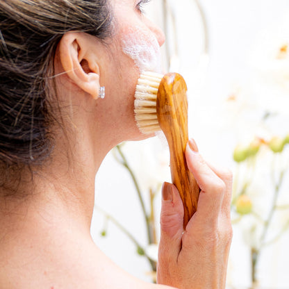 Since 1869 Hand Made in Germany - Sustainable Exfoliating Face Brush, Scrub Cleansing Brush, Exfoliates Skin to Help Reduce Flaking, Fine Lines, Supports Glowing Complexion Natural Boar Bristle