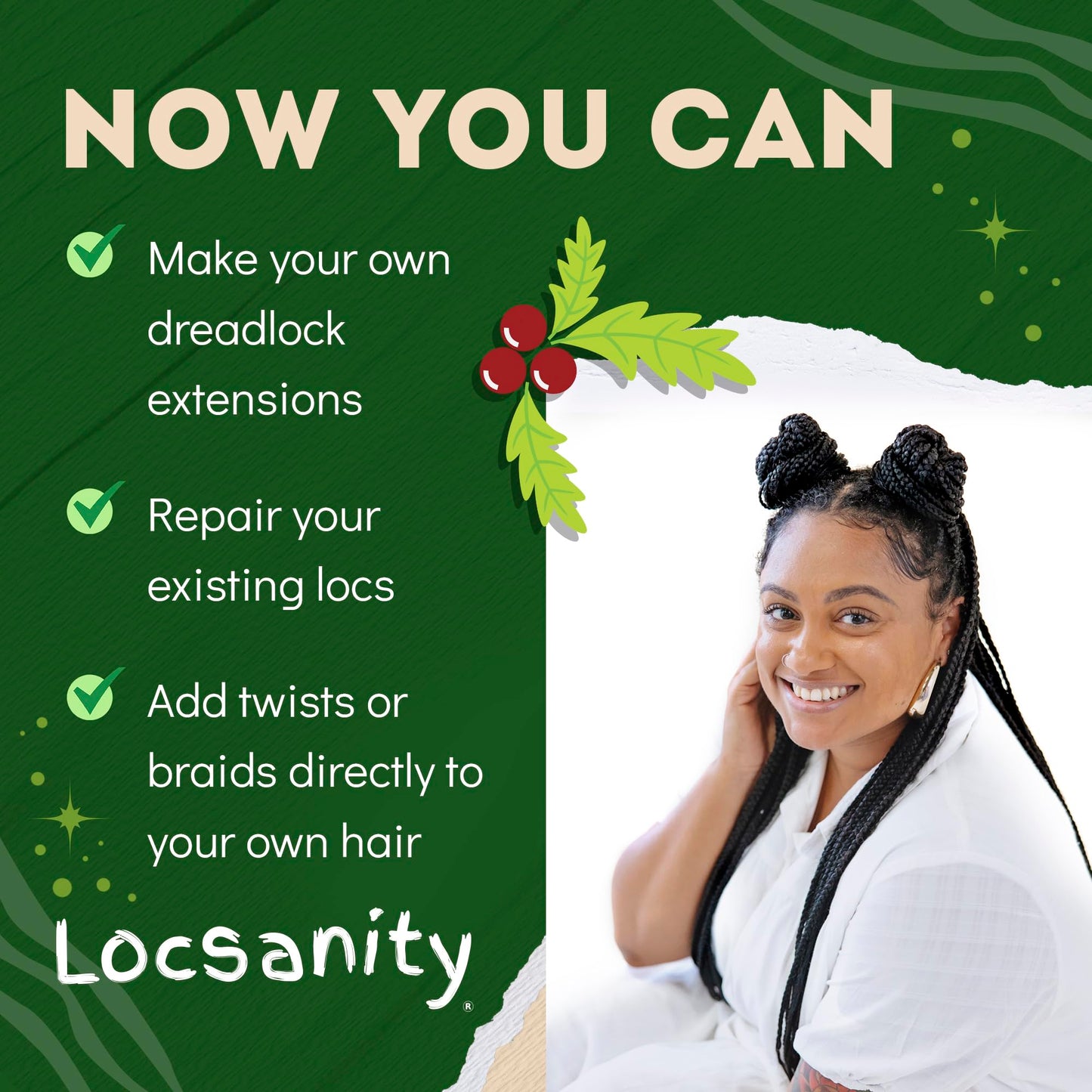 Locsanity Afro Kinky 100% Bulk Natural Human Hair - Braiding Hair for Dreadlocks, Loc Repair, Dreadlock Extensions, Twists, Braids - 8 Inches Long, 1 Oz