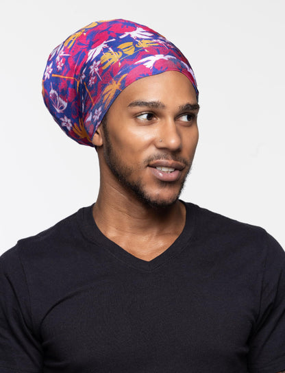 Fairy Black Mother Dreadlocks Satin Locs Bonnet Cap for Men and Women(Roseblue, Medium)