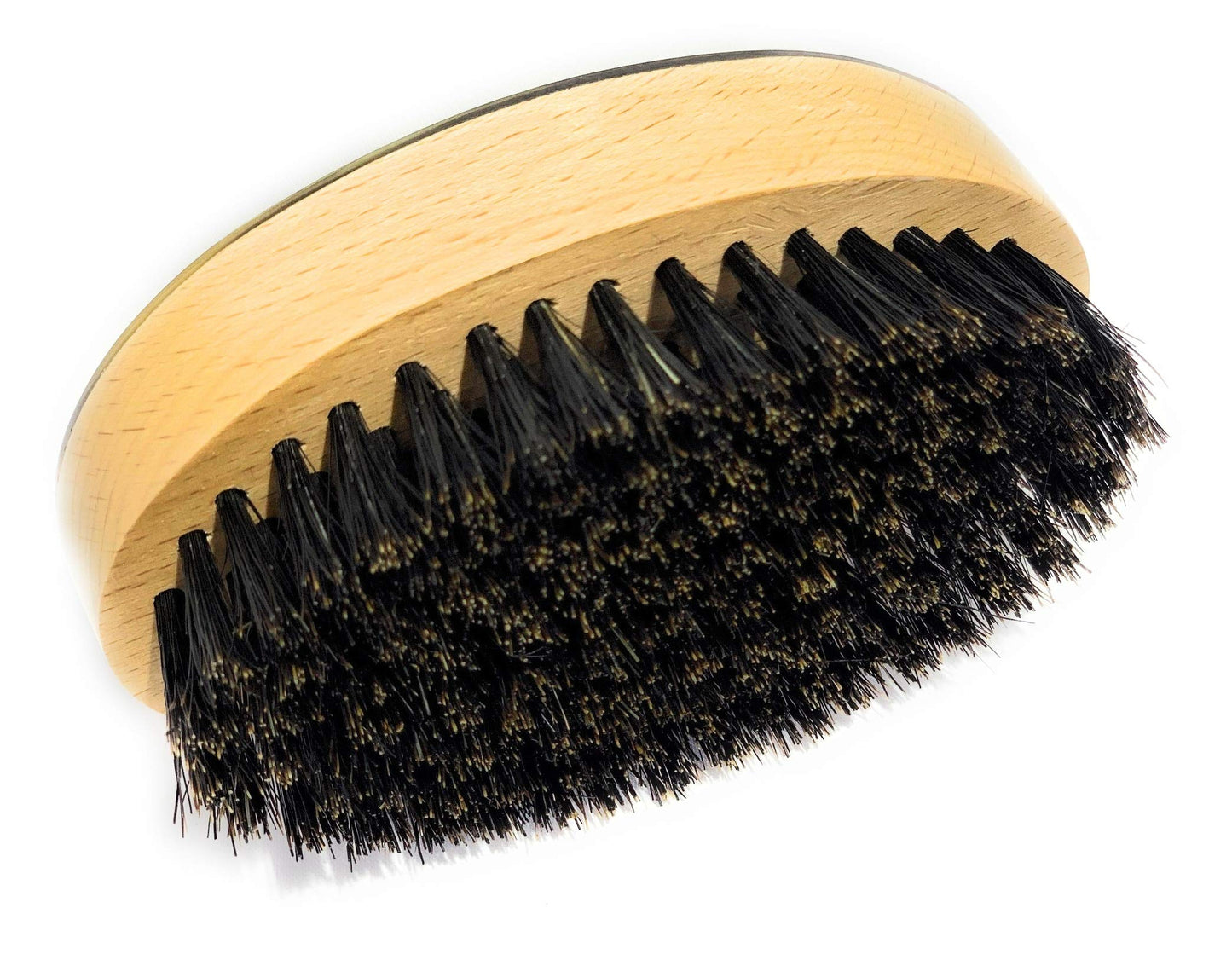 Man & Mane Premium Handmade Oxhorn Military Style Medium Stiff Natural Boar Bristle Men’s Hair Brush for Facial Hair & Beard Care