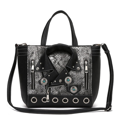 2Chique Boutique Women's Python Motorcycle Jacket Tote