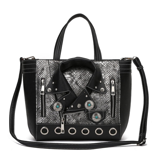 2Chique Boutique Women's Python Motorcycle Jacket Tote
