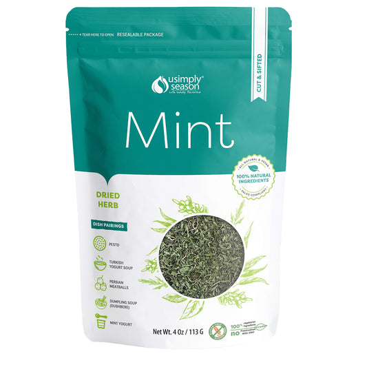 USimplySeason Dried Mint, 4oz - Cut & Sifted Spearmint, Perfect for Teas & Culinary Use, Vegan, Non-GMO, Packaged in the USA