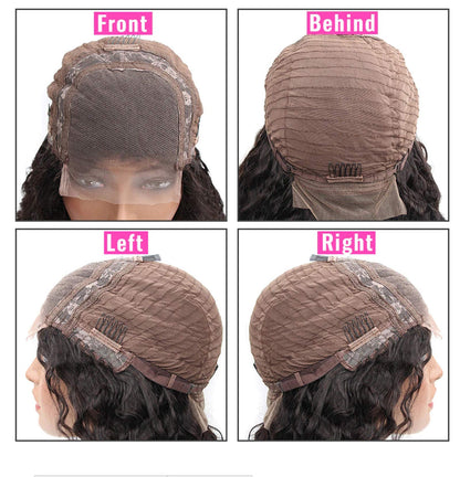 BLY Human Hair Lace Front Wig Deep Wave 4x4 Lace Closure HD Transparent Wigs for Women 180% Density Brazilian Virgin Hair Pre Plucked with Baby Hair Natural Black Color 20 Inch