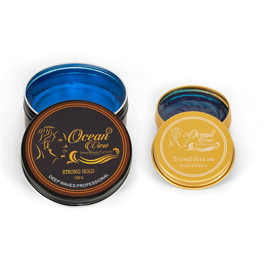 OCEAN VIEW DEEP WAVES POMADE, Water Based Wave Builder Pomades, 360 Wave Grease for Men Moisturizes, Controls and Style Black Hair, (2 Pomades)