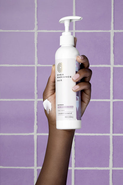 Shea Radiance Anti-Frizz Curl Defining Leave-In Cream - Great for Wavy, Coily, Kinky Hair - Unrefined Shea Butter & Coconut Oil | 8oz