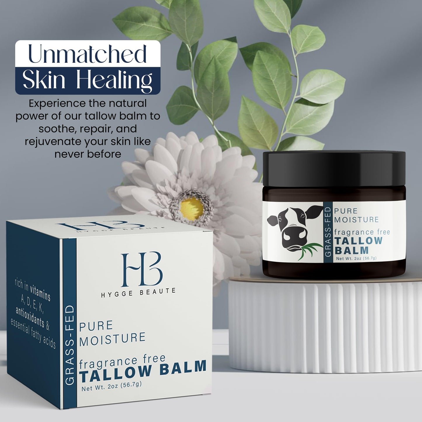 Grass Fed Beef Tallow for Skin - Tallow Face Moisturizer - Beef Tallow Balm for Face - Head to Toe Tallow Skin Care - Grass Fed Beef Tallow Moisturizer - Organic Beef Tallow for Face (Fragrance Free)