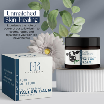 Grass Fed Beef Tallow for Skin - Tallow Face Moisturizer - Beef Tallow Balm for Face - Head to Toe Tallow Skin Care - Grass Fed Beef Tallow Moisturizer - Organic Beef Tallow for Face (Fragrance Free)