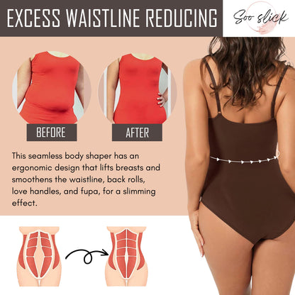 Seamless Bodyshaper Bodysuit for Women - Full Body Shapewear Body Sculpting Suits Sleeveless Round Neck