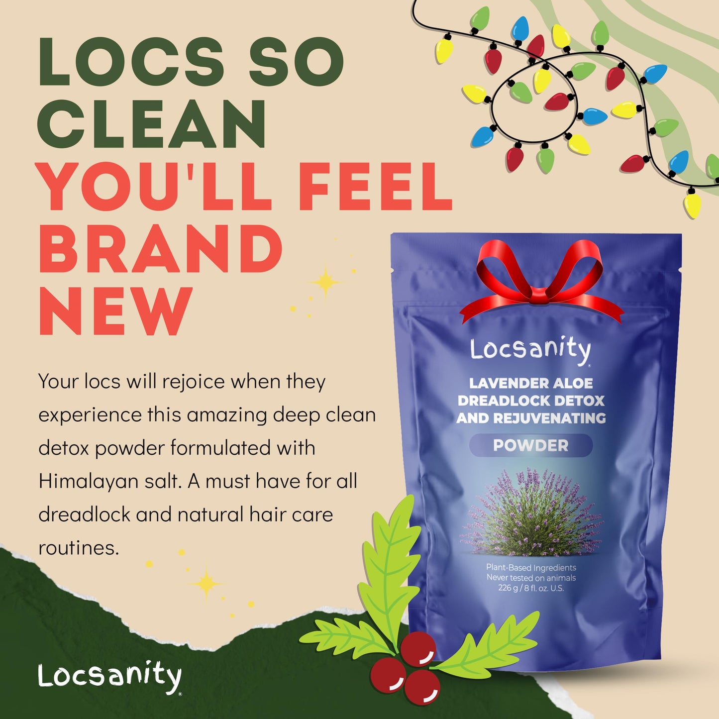 Locsanity Dreadlock Hair Scalp Detox - Deep Clean Dreadlock Powder, Cleansing Conditioner - Natural Hair Cleanser for Build Up - ACV Alternative, Loc Care and Maintenance Products