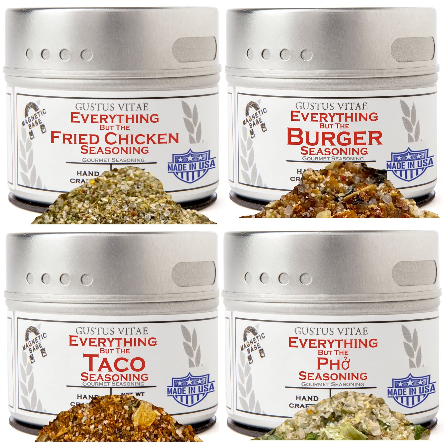 Everything But The Food Truck Favorite Flavors Collection | Authentic Small Batch Seasonings | 4 Gourmet All Natural Spice Blends | Hand Packed, Non GMO | Sustainably Sourced, Super Premium | Artisanal Spice Blends, Marinades, and Rubs | Gustus Vitae | #8