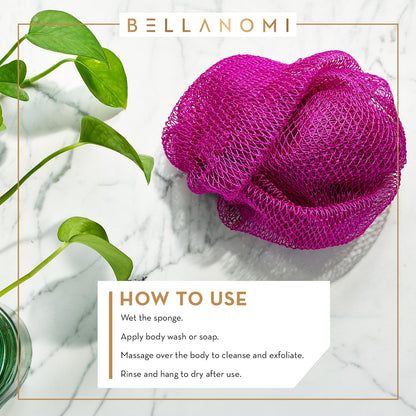 Bellanomi African Exfoliating Net Sponge, Authentic, Ethically sourced from Nigeria, 45 inches Long, Back Scrubber for Daily use (Emerald Green)