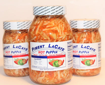 Piment Lacaye, Chris Food & Products Authentic Haitian Pikliz. 1 32oz Glass Jar, Hot slaw, Food Dressing, Relish, Picante, Pickled Salad, Haitian Caribbean Food,Pikliz, Salsa, Vegan and Keto Friendly, Fresh Made