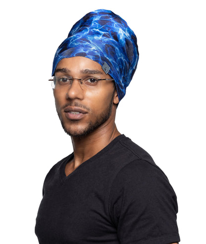 Fairy Black Mother Dreadlocks Satin Locs Bonnet Cap for Men and Women(Blulights, Large)