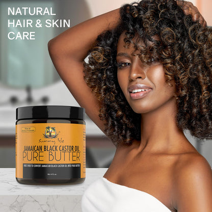 Sunny Isle Jamaican Black Castor Oil Pure Butter, 4 fl. oz. | 100% Natural, Ideal for Dry Sensitive Skin, Fades Scars & Blemishes