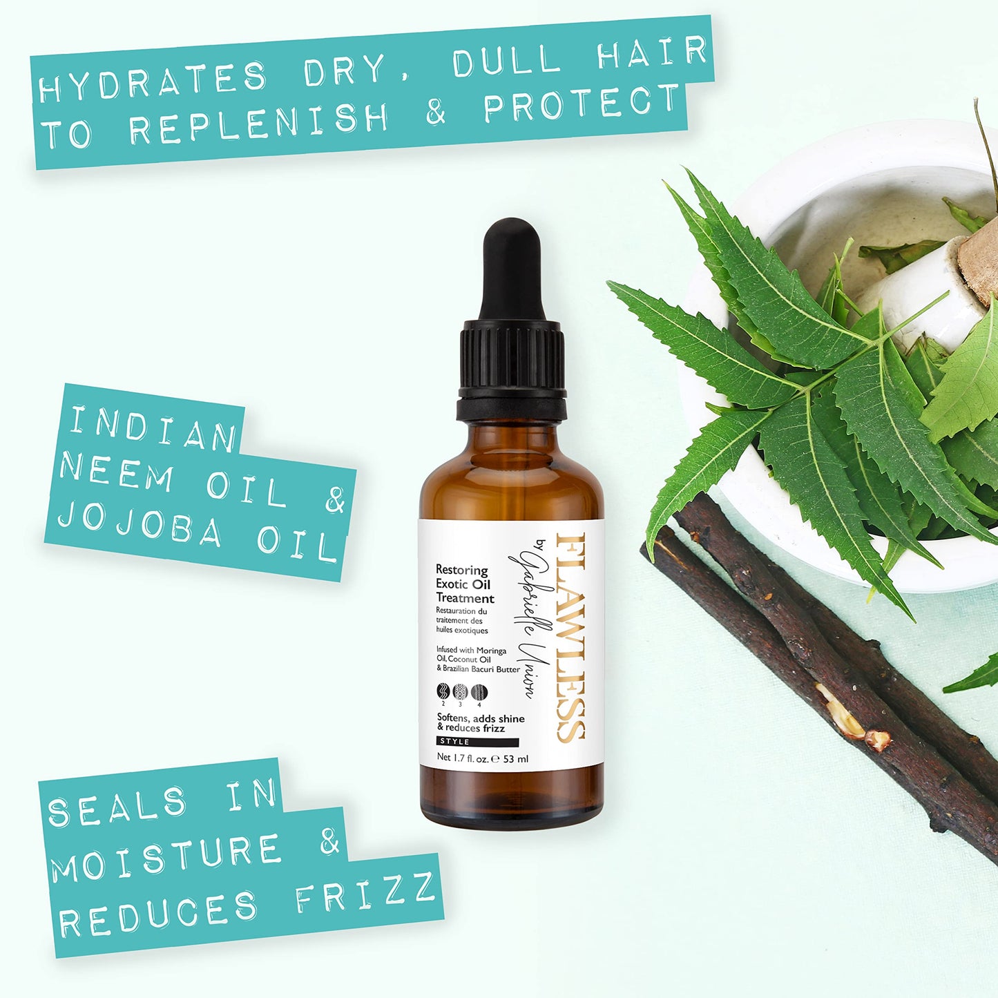 Flawless by Gabrielle Union Restoring Exotic Oil Treatment for Natural Coily Hair, 1.7 OZ