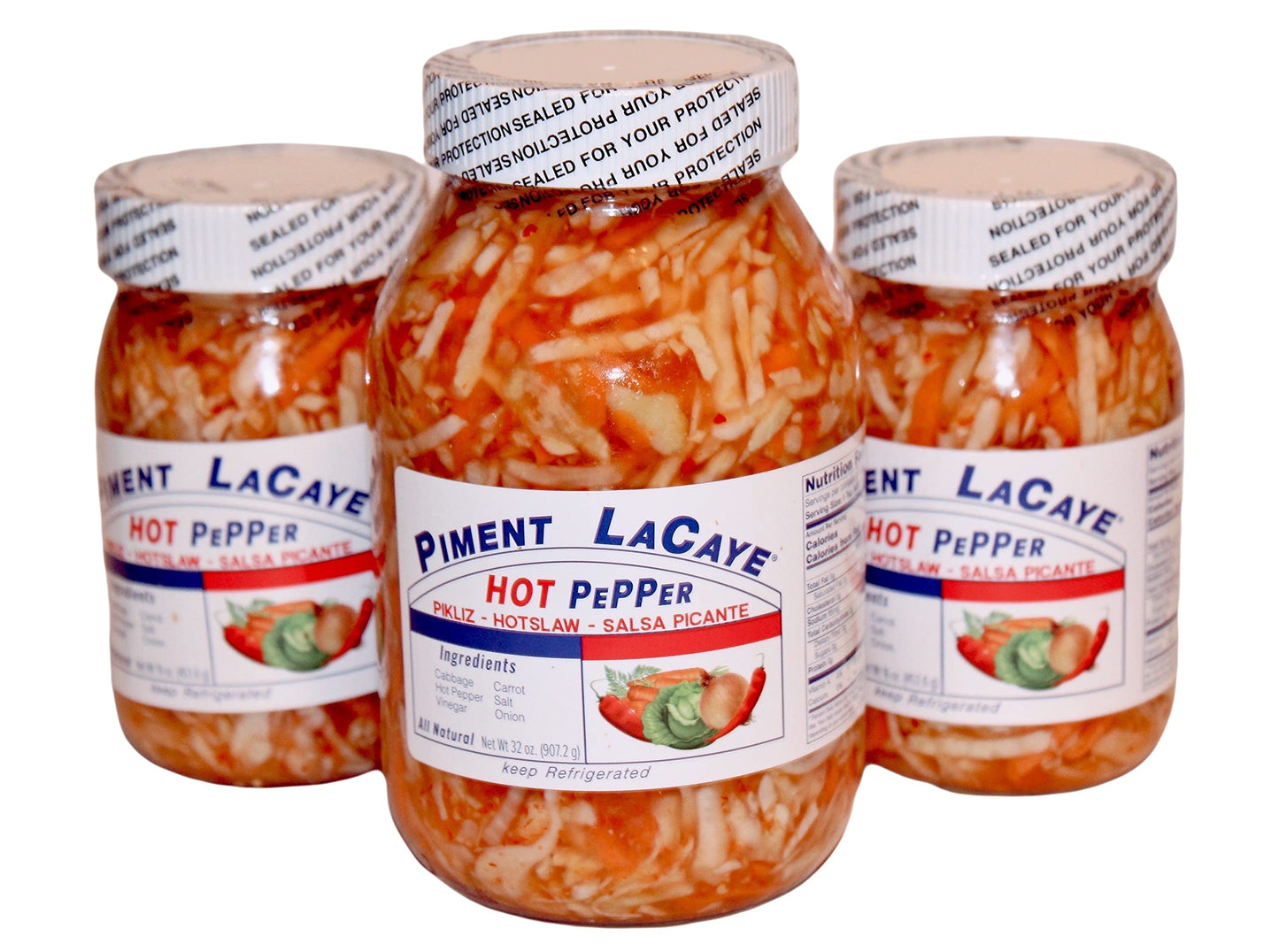 Piment Lacaye, Chris Food & Products Authentic Haitian Pikliz. 1 32oz Glass Jar, Hot slaw, Food Dressing, Relish, Picante, Pickled Salad, Haitian Caribbean Food,Pikliz, Salsa, Vegan and Keto Friendly, Fresh Made