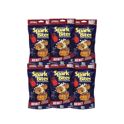 SPARK BITES - Red Beet (Pack of 6) Allergen Free Vegan Healthy Energy Snack - A Steady Release of Wholesome Energy with NONE OF THE TOP 9 ALLERGENS - Vegan, Non-GMO, Gluten-Free