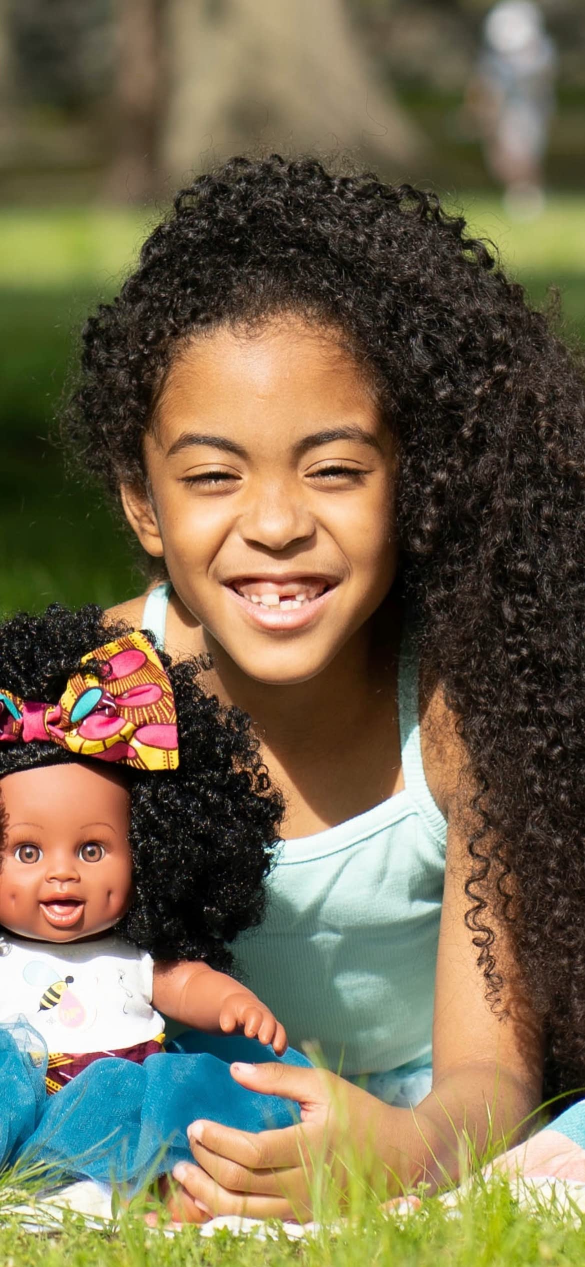 Natural Ella Baby Bee Doll - African American, Black, Biracial, Latino Baby Doll with Curly Natural Black Hair for Kids 3 and up for Birthday Gift