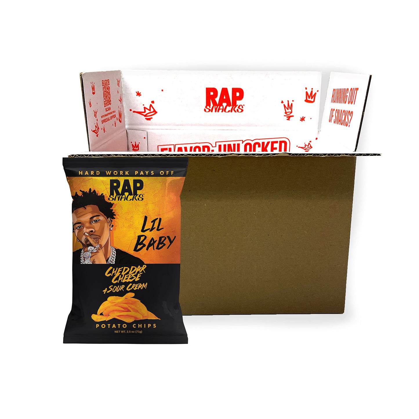 Rap Snacks Lil Baby Cheddar Cheese + Sour Cream Potato Chips 2.5 Oz Bags-Pack of 6