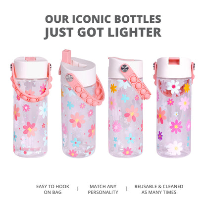 Elemental Leak Proof Water Bottles for Kids - Splash Kids Water Bottle for School with Pop-it Handle - BPA Free Tritan Plastic Reusable Water Bottle with Straw - Spring Blossom - 18oz