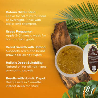 RA COSMETICS 100% Natural Unrefined Batana Hair Oil for Growth, Repair & Strength | 8 oz Nourishing Moisturizer for Damaged Hair from Honduras