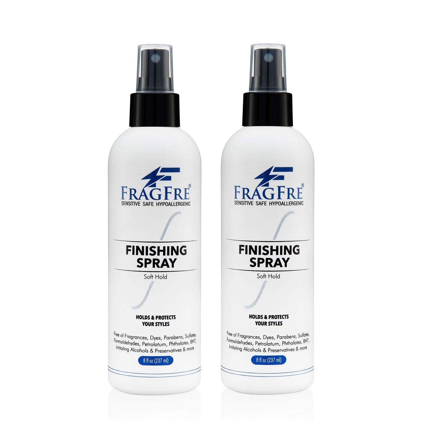 FRAGFRE Hair Finishing Spray 8 oz - Flexible Soft Hold - Hair Spray for Sensitive Skin - Fragrance Free Hypoallergenic Parabens Free - Non Irritating Quick Dry Denatured Alcohol - Gluten Free Vegan