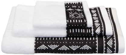 Eclipse Home OBI-Black Excellence Bathroom Towel Set - Pure Cotton Bath Towels - Soft, Fluffy Super Absorbent Cloths for Shower, Kitchen - African Mud Cloth Patterned - Set of 3 Luxury Towels