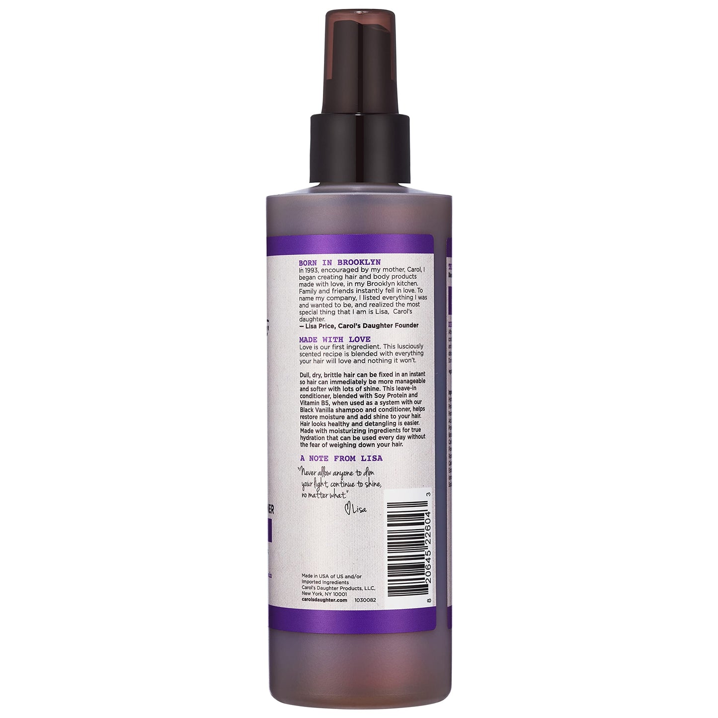 Carol's Daughter Black Vanilla Leave In Conditioner for Curly, Wavy or Natural Hair, Moisturizing Hair Care for Dry, Dull or Brittle Hair, 8 Fl Oz