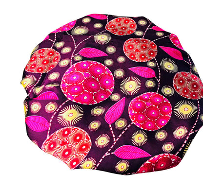 2Chique Boutique Women's African Ankara Print Satin Bonnet Multi Color Patterns (Purple/Multi, Regular)