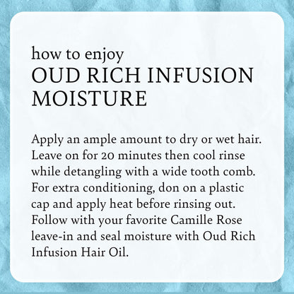Camille Rose Oud Rich Infusion Moisture Treatment, for Dry Lifeless Tangled Hair, Detangles and Hydrates Scalp & Hair, 8 fl oz