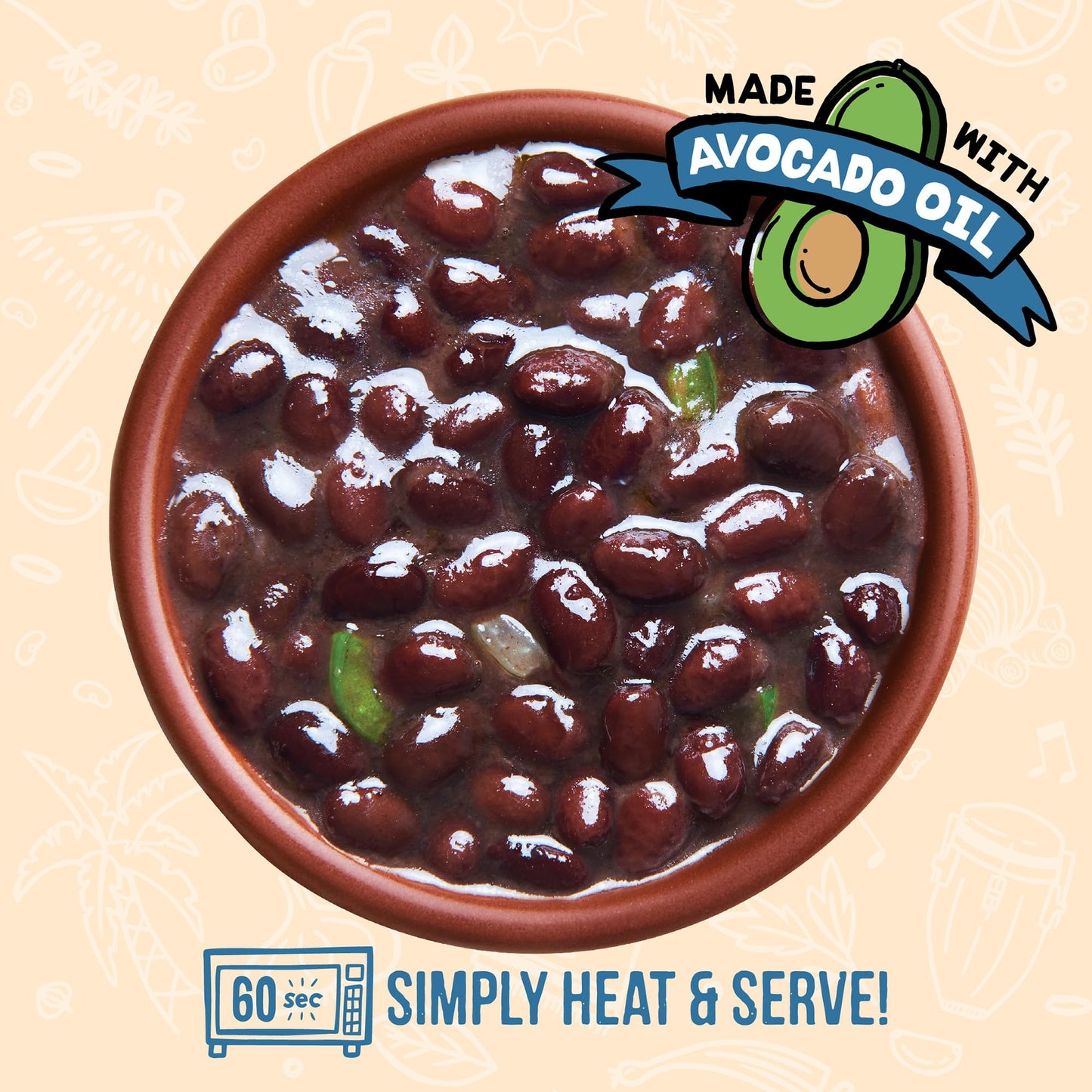 A Dozen Cousins Seasoned Beans, Vegan and Non-GMO Meals Ready to Eat Made with Avocado Oil (Black Beans, 8 Pack)