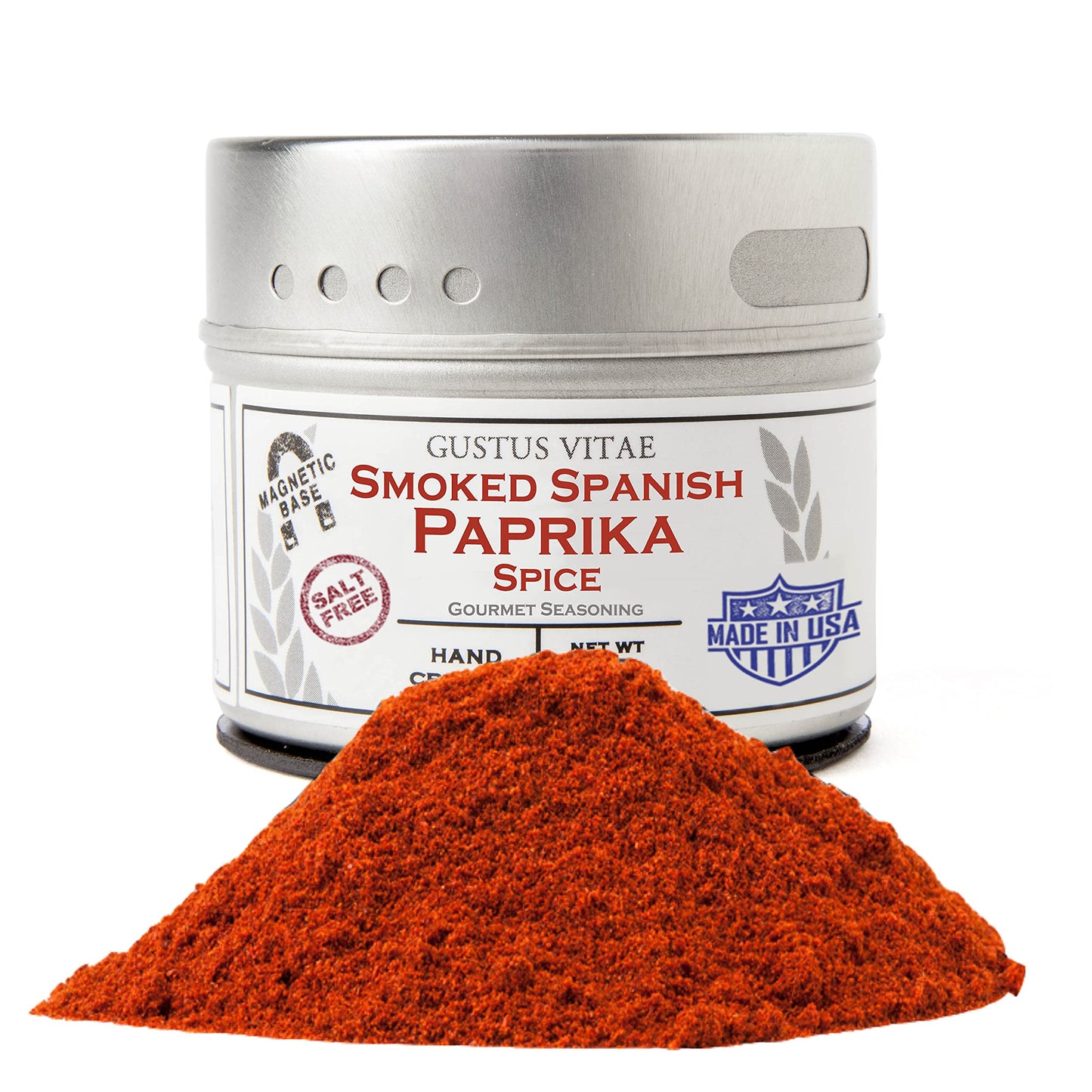 Smoked Spanish Paprika - Non GMO - Packed In Magnetic Tins - Sustainable Spice - Grown in USA - All Natural - Not Irradiated - Hand Crafted, Small Batch Seasoning- GLP-1 Friendly, All Natural - Gustus Vitae