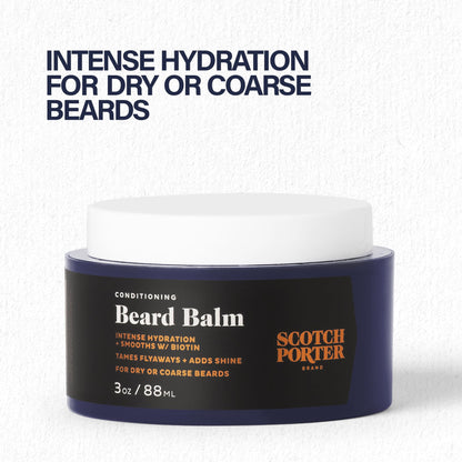 Scotch Porter Conditioning Beard Balm Twin Pack – Smooth, Shape, Moisturize & Soften Coarse, Dry Facial Hair while Encouraging Growth for a Fuller/Healthier-Looking Beard – Original Scent, 2 x 3 oz
