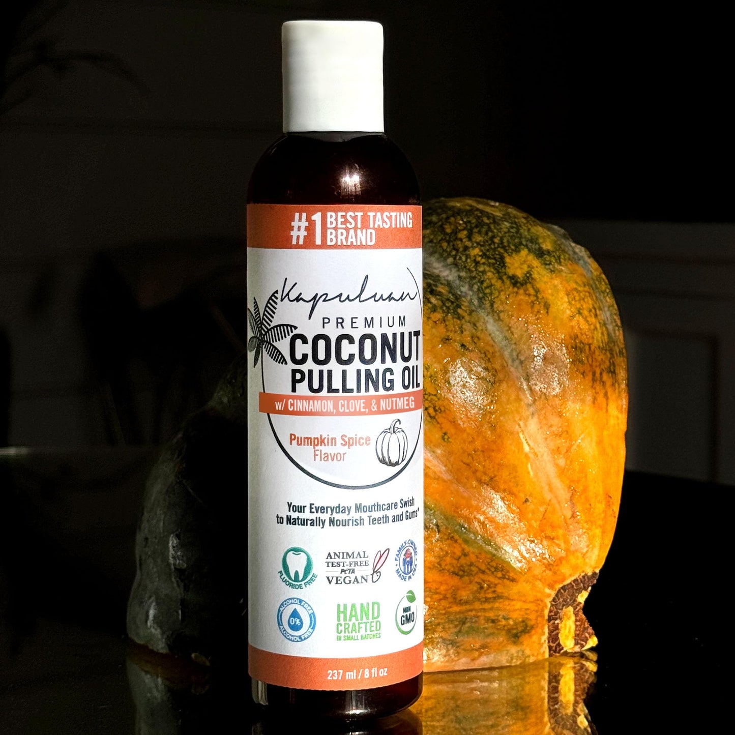 Kapuluan Coconut Pulling Oil for Teeth and Gums Mouthwash, 100% Pure and Natural, Non-GMO, Ayuverdic – Refreshing Pumpkin Spice Essential Oils
