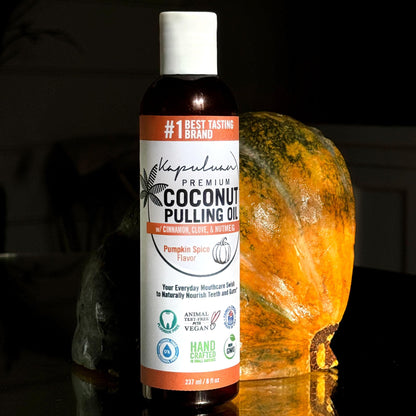 Kapuluan Coconut Pulling Oil for Teeth and Gums Mouthwash, 100% Pure and Natural, Non-GMO, Ayuverdic – Refreshing Pumpkin Spice Essential Oils