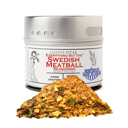 Everything But The Swedish Meatball Seasoning | All Natural | Non GMO | 1.7 oz (48 g) | Gourmet Spice Mix | Small Batch | Artisanal Rub | Seasoning Pack | Magnetic Tin | Gustus Vitae | #235