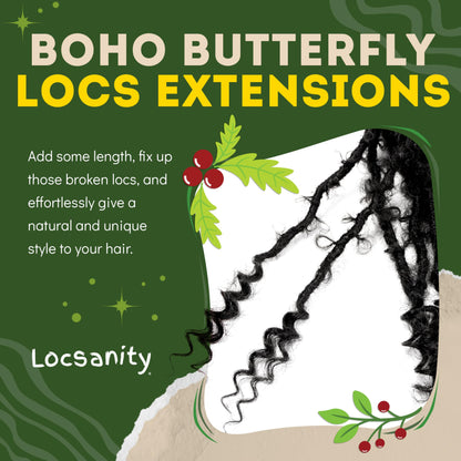Locsanity Butterfly Loc Extensions – Authentic Human Crochet Hair for Effortless Bohemian Look – Customizable Distressed Loc Extensions