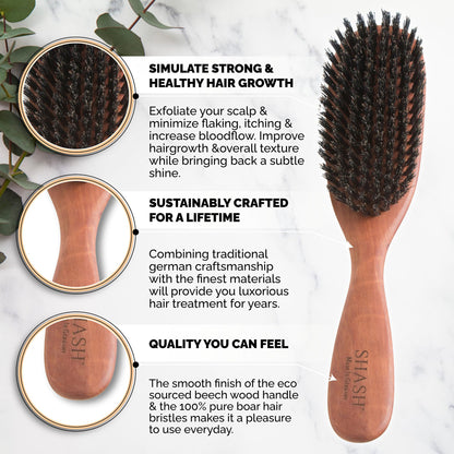 Classic German Boar Bristle Hair Brush Since 1869 - Conditions Hair, Improves Texture, Exfoliates Scalp