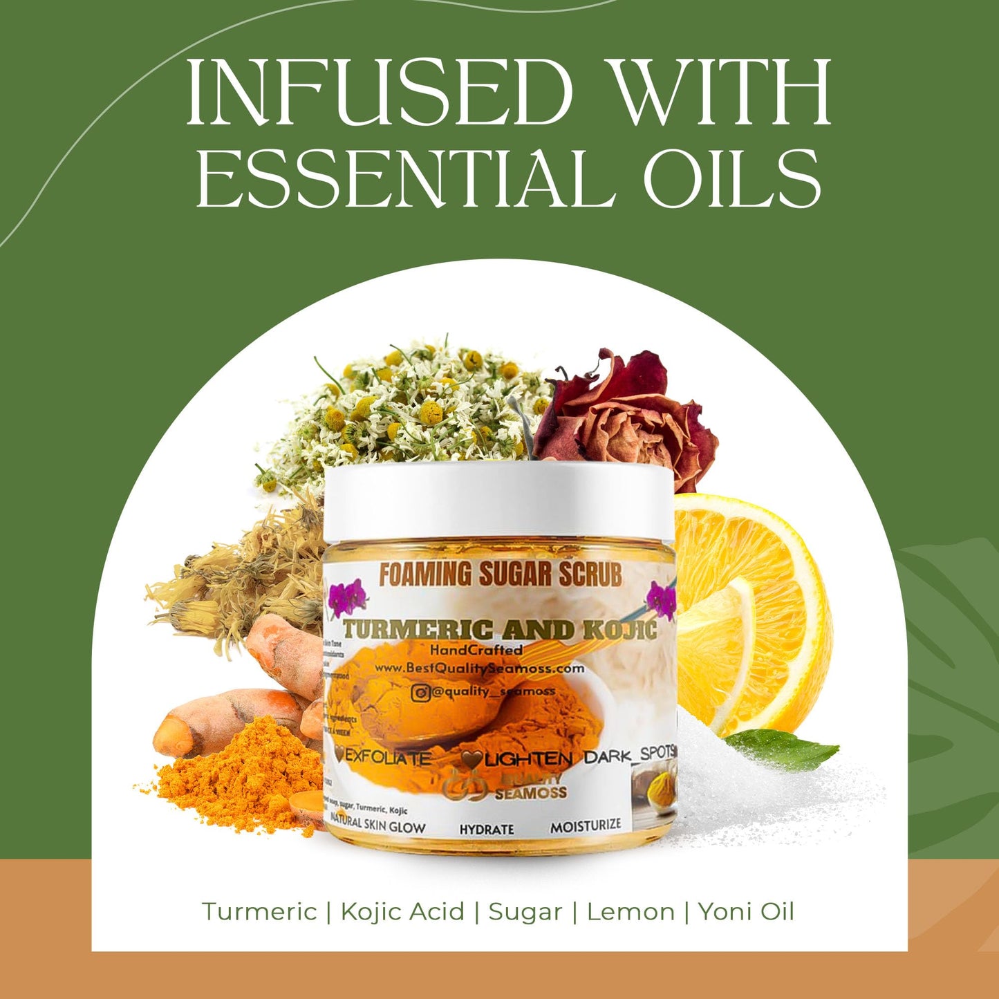 Exfoliating Body Scrub and Face Scrub, Dark Spot Remover for Scars and Stretch Marks, Helps Avoid Ingrown Hair, Hyperpigmentation 12 oz - For Sensitive Skin