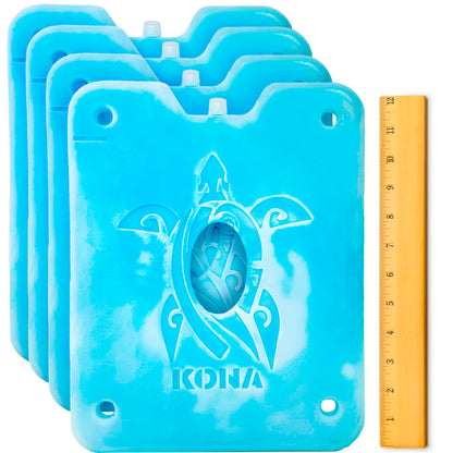 Kona Large Reusable Ice Packs for Coolers – Cooler Ice Packs with Turtle Design for Long-Lasting Cold, Freezer Packs, Ice Packs Cooler – Ideal for Camping, Travel, and Lunchboxes (Set of 4)