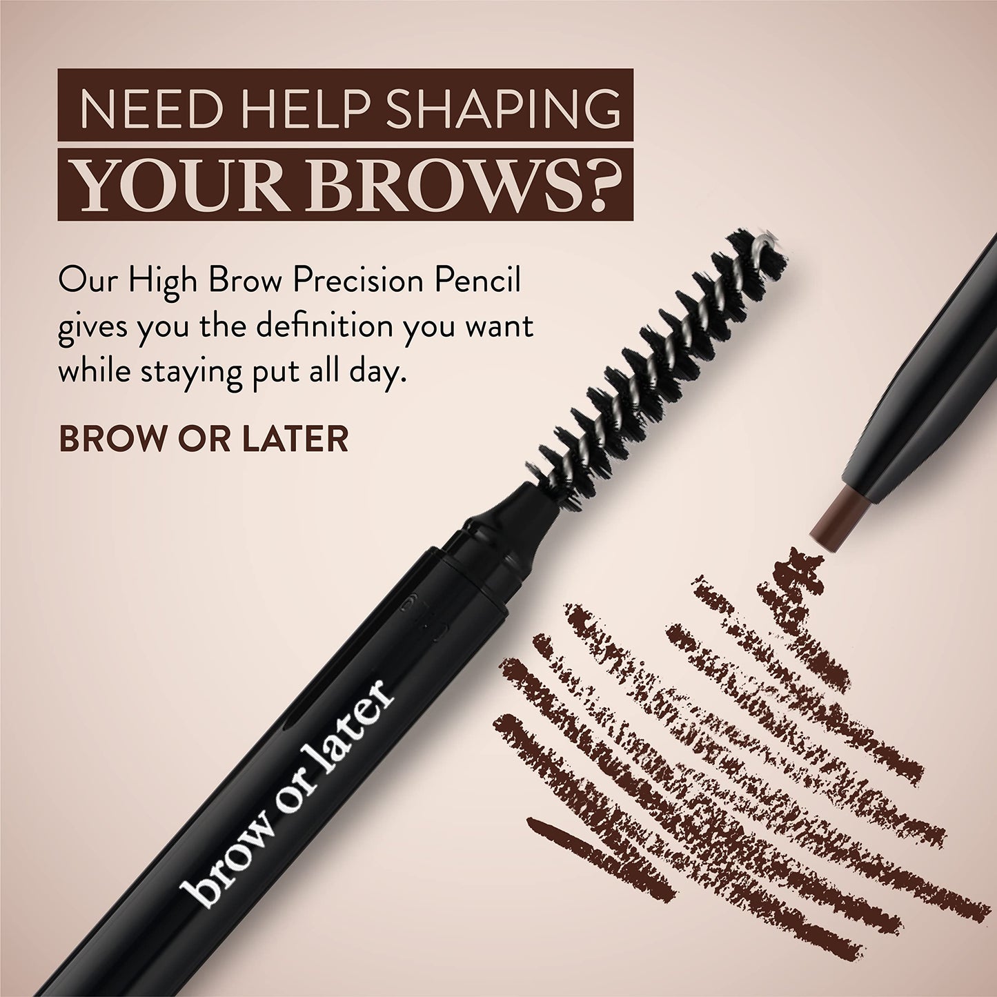 Mented Cosmetics | Eyebrow Pencil, Eyebrow Stencil, Eyebrow Brush, High Brow Pencil with Spoolie | Natural Looking Brows, All Day Wear | Cruelty-Free, Brow Or Later (Medium Brown)