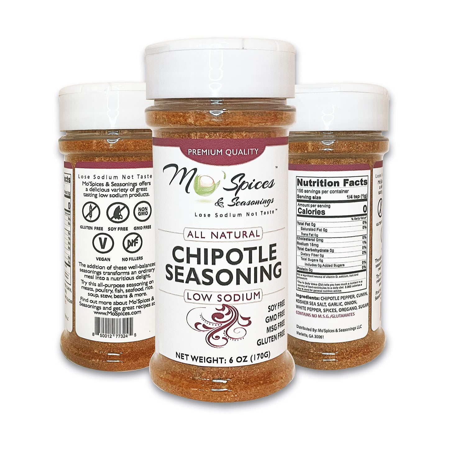 Mo'Spices & Seasonings-Chipotle Seasoning, Low Sodium, Gluten Free, Non-GMO, Soy Free, MSG Free, Vegan, Paleo & Keto Friendly-Health Conscious-Sea Salt - Spices - Perfect for Foodies & Picky Eaters